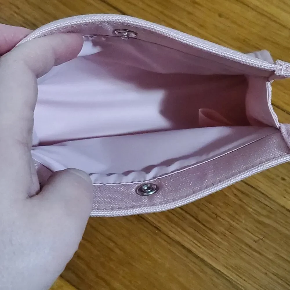 Dior Pink Makeup Cosmetic Bag with Embossed Logo